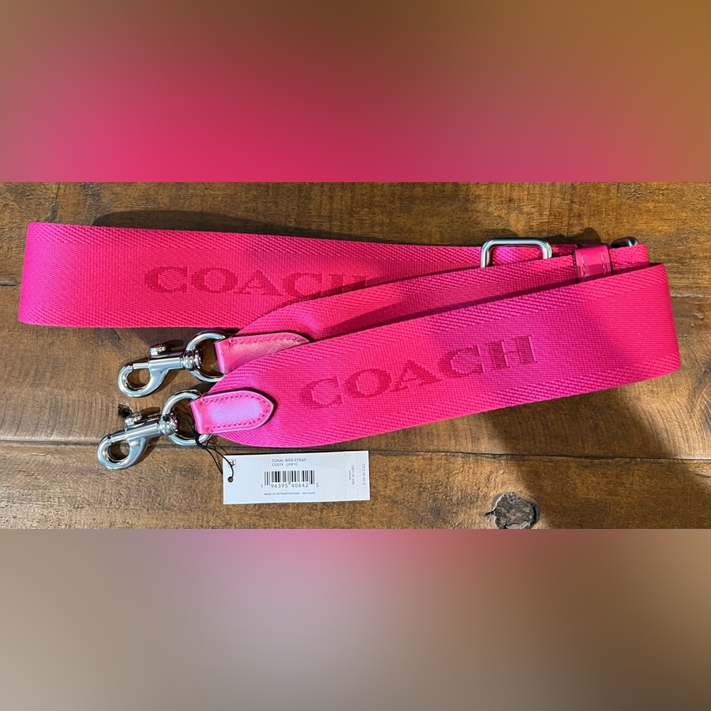 Coach Tonal Signature Webbing Strap in Dragonfruit